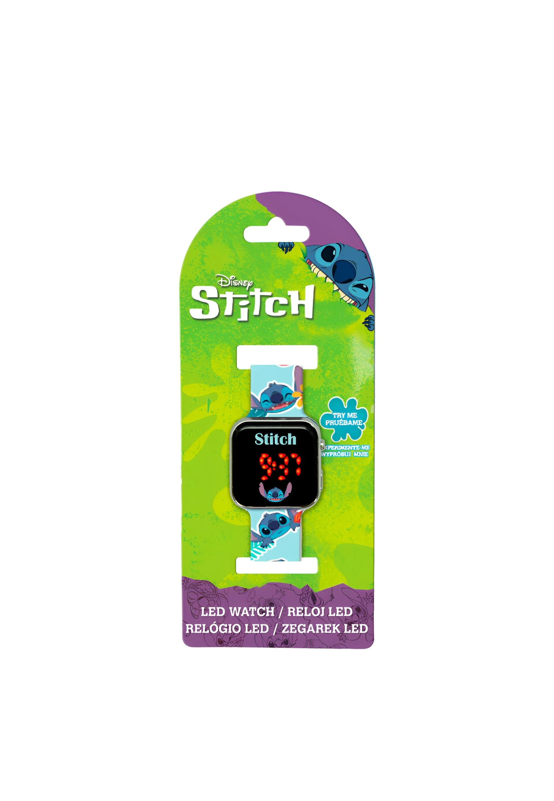 016 Reloj LED Digital Niño Stitch de la marca Kids Licensing -  Batería Duradera, Funciones Completas, Correa Ajustable.