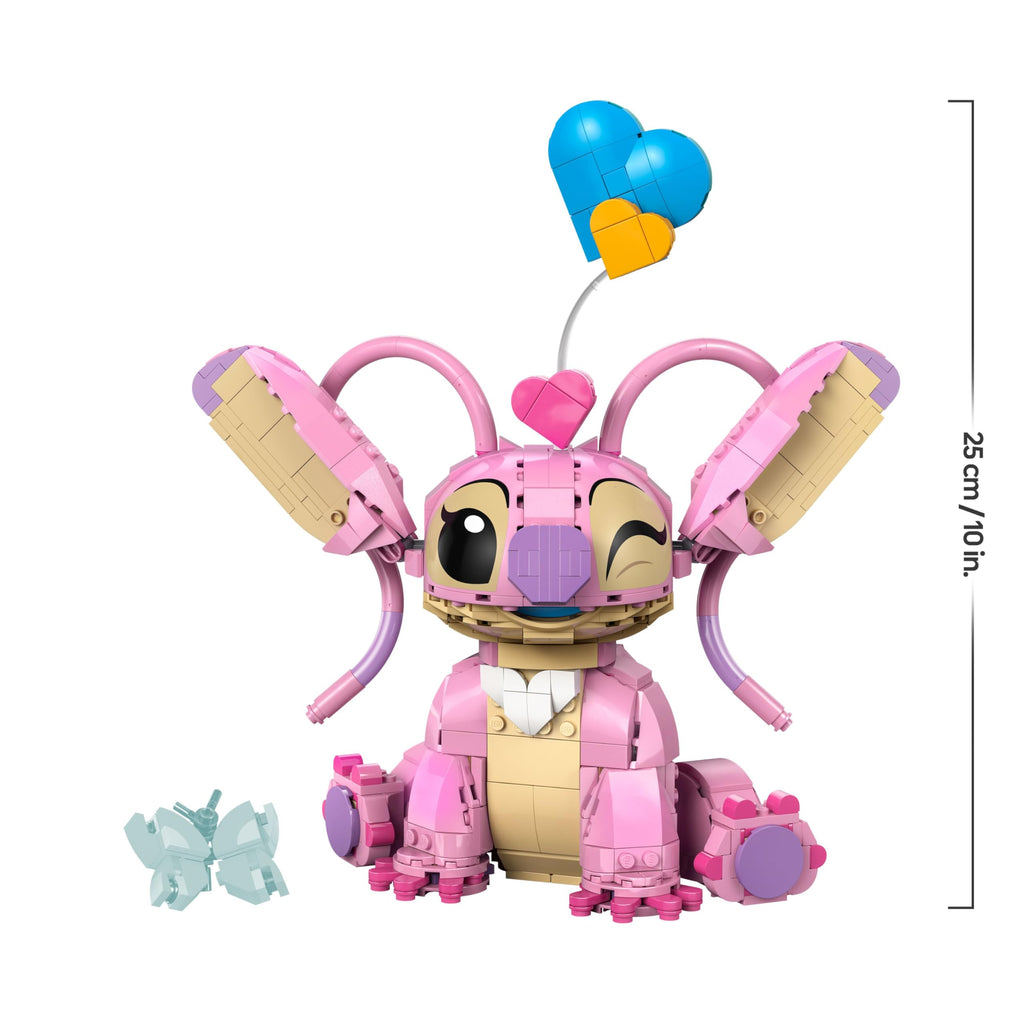 011 Ángela de LEGO - Juguete de Construcción de Lilo y Stitch de DISNEY - Figura Articulada de Amiga de Stitch con 3 Globos de Corazón y Mariposa