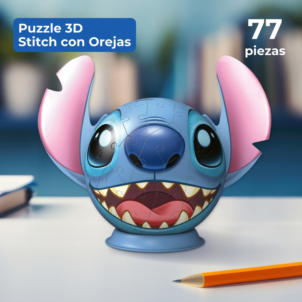 032 Ravensburger - Puzzle 3D Niños Disney: Lilo Y Stitch | Puzzle Disney para Niños De 6 Años O Más | Maquetas para Montar con 77 Piezas | Stitch Niños