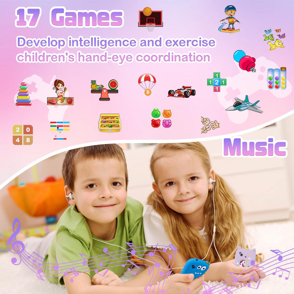 200 Móviles niños - Smartphone Niño para y Niña con Llamadas, SOS, 17 Juegos, Linterna, Música, Mini teléfono móvil para Infantiles de 4-9 años Navidad Cumpleaños Regalo (púrpura)