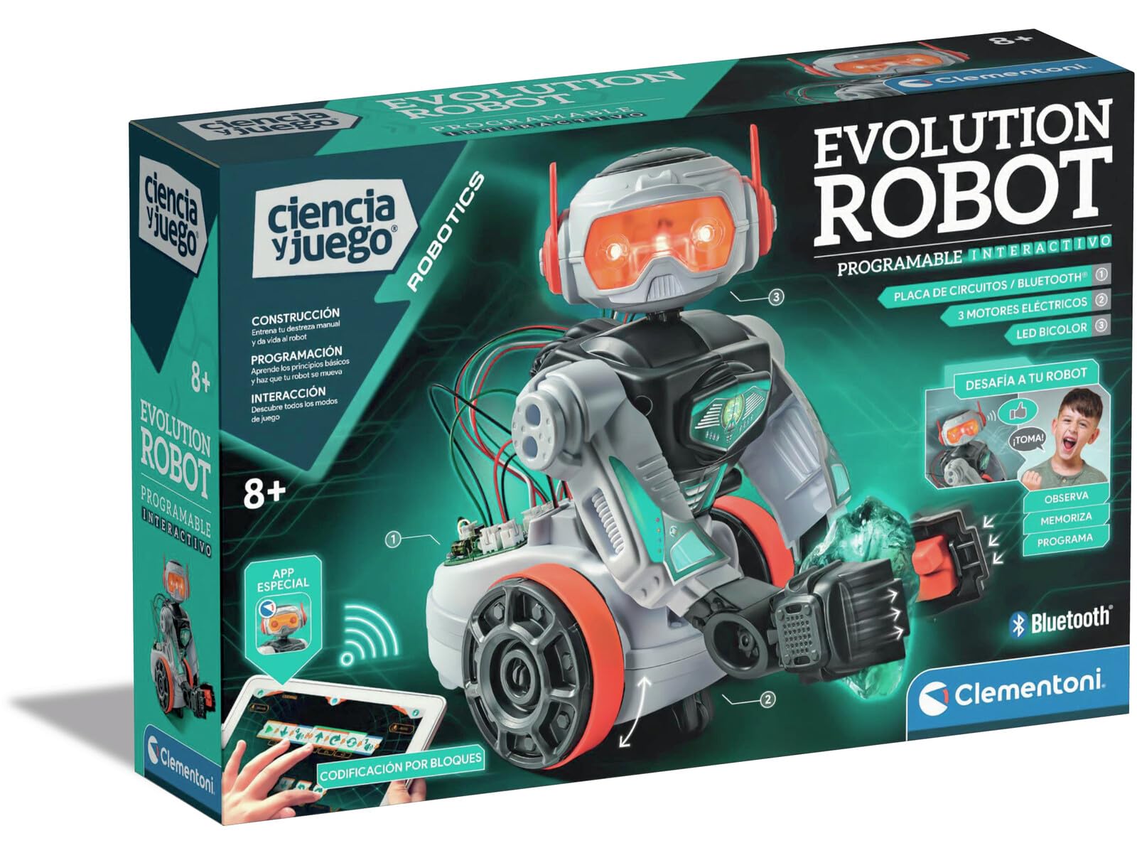 106 Clementoni Evolution Robot 2.0 - Robot para Montar y Jugar, con App dedicada, Robótica Infantil a Partir de 8 años, Juguete en español (55512)