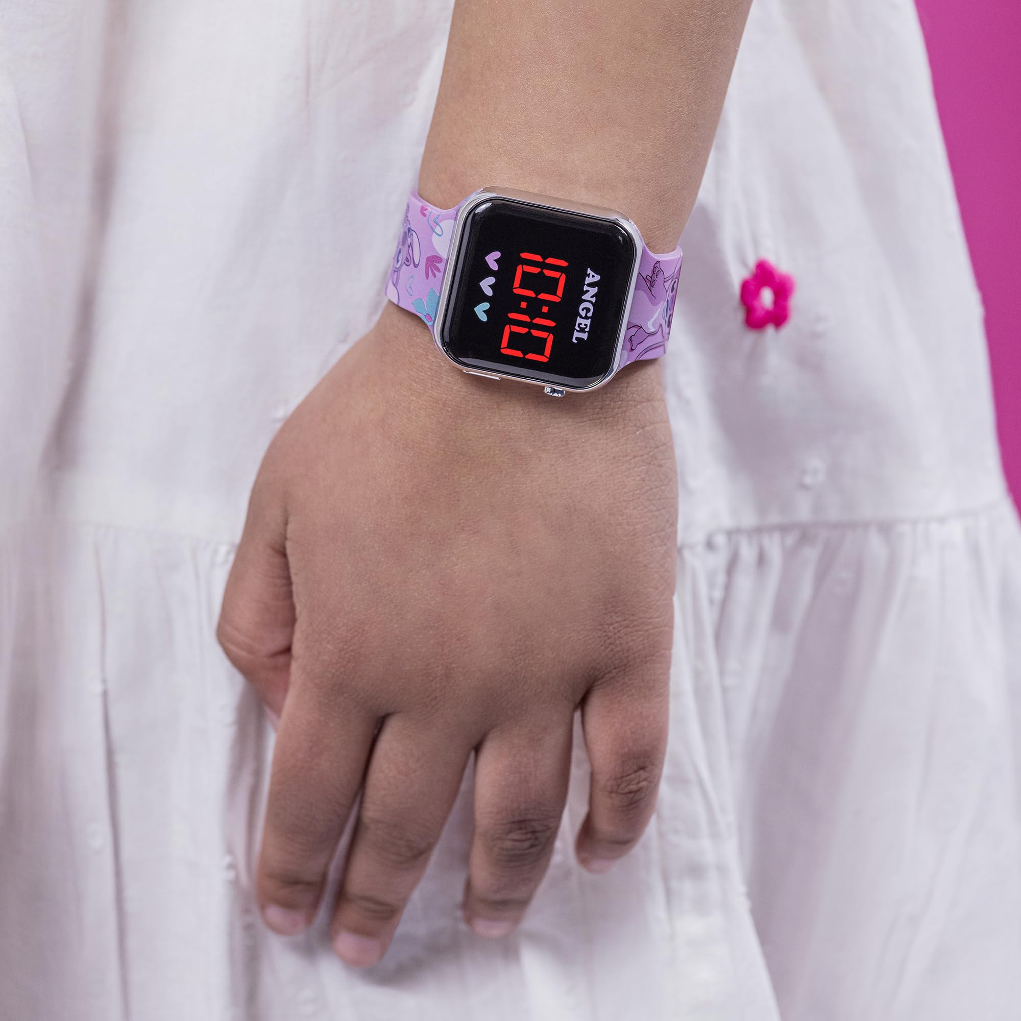 015  Reloj con correa LED, rosa, talla única de Disney Lilo y Stitch