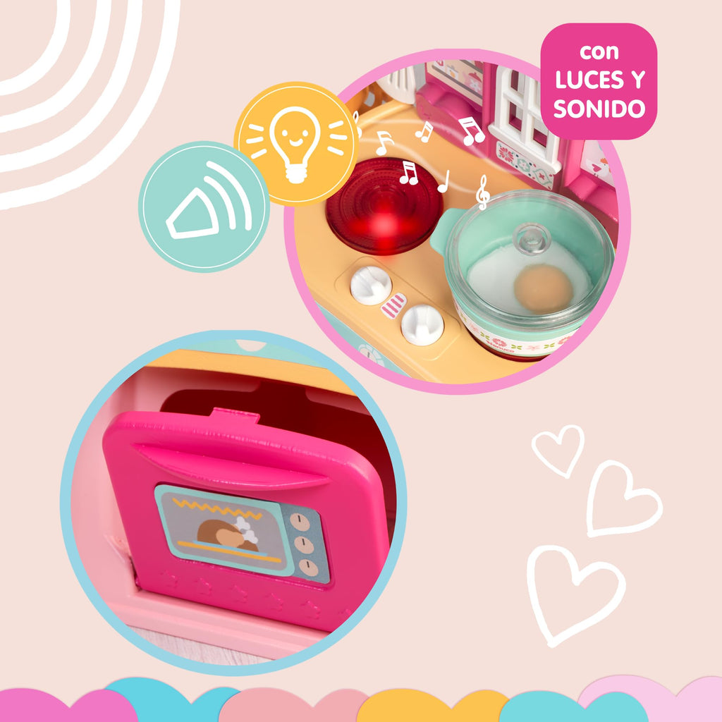 102 Set 'Cocinita mágica' Muñeco de 30 cm con Cuerpo Duro, Incluye +10 Accesorios para Cocinar