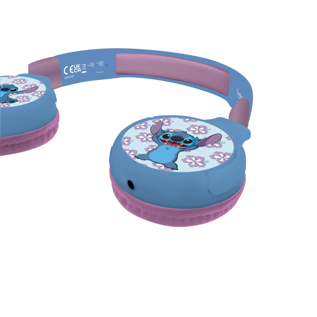 033 LEXIBOOK - Disney Stitch - Auriculares 2 en 1 Bluetooth y con Cable con micrófono y botón de Control, Plegables y Ajustables, Batería Recargable de Larga duración - HPBT010D