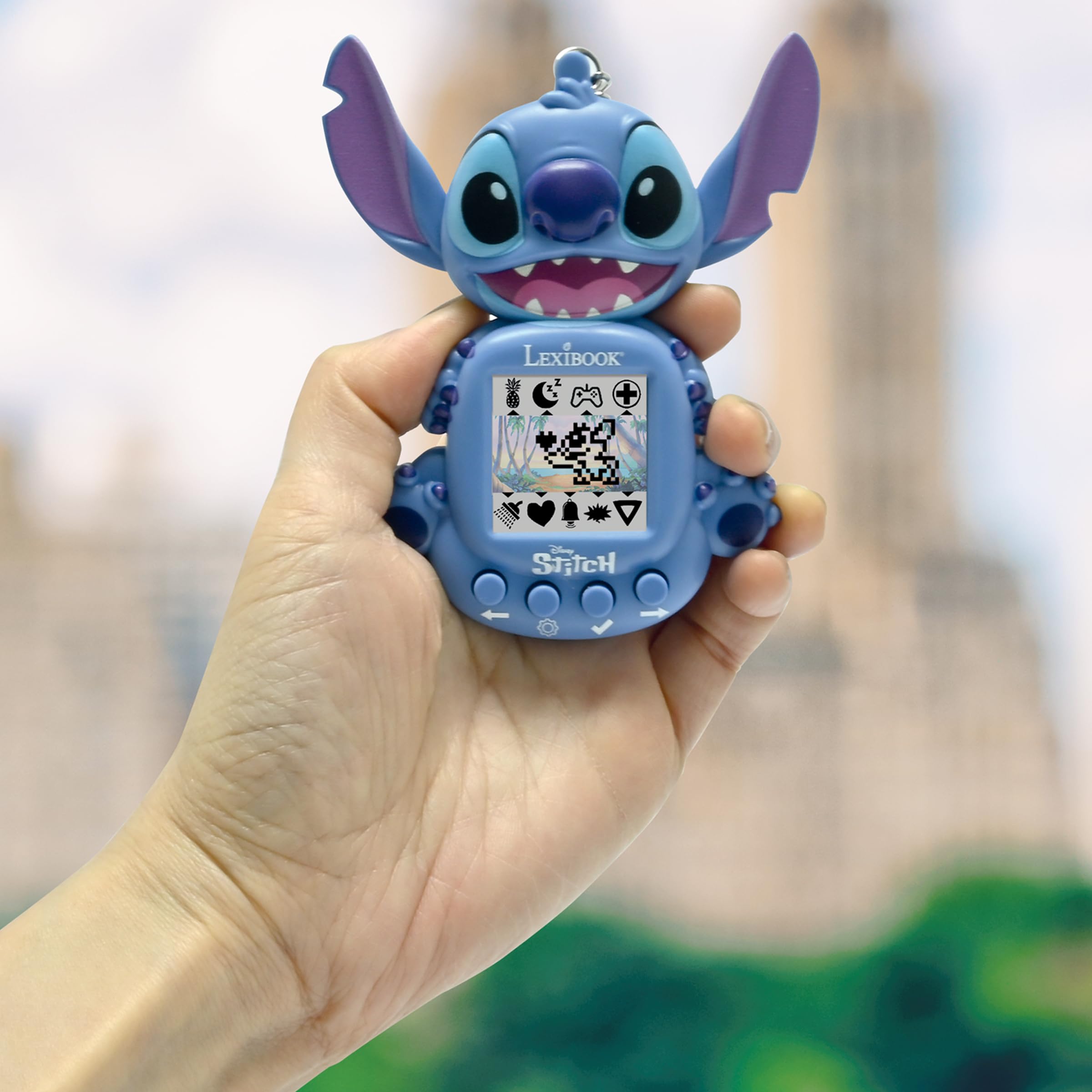 010 Stitch de Disney, Consola de Juegos portátil, Compañero Interactivo y Educativo para niños, 8 categorías de Juegos, Pantalla de Color, Azul