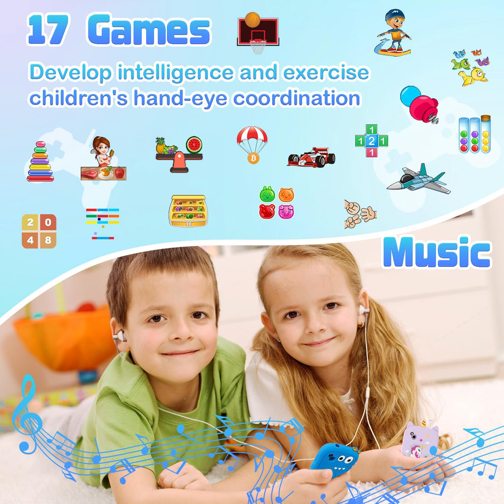 201 Móviles niños - Smartphone Niño para y Niña con Llamadas, SOS, 17 Juegos, Linterna, Música, Mini teléfono móvil para Infantiles de 4-9 años Navidad Cumpleaños Regalo (Negro)