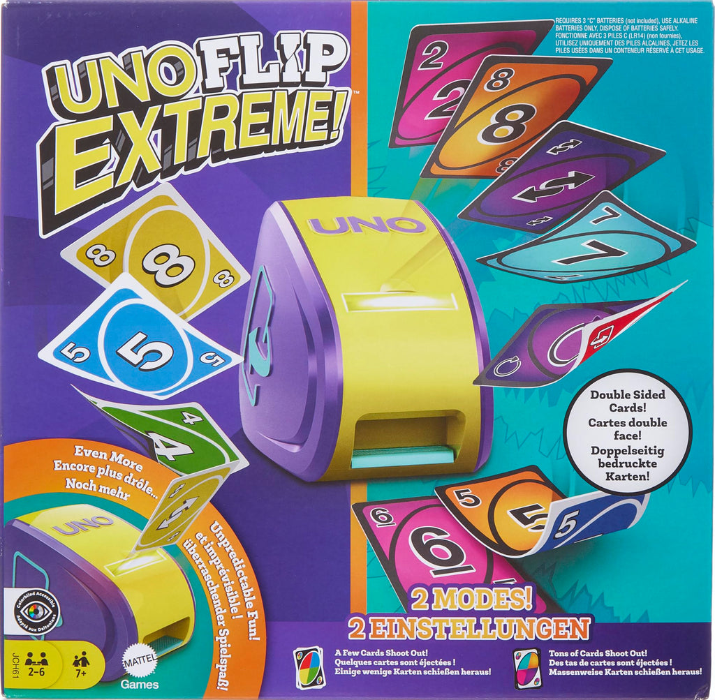 108 Juego de cartas para +7años , UNO Flip Extreme de Mattel
