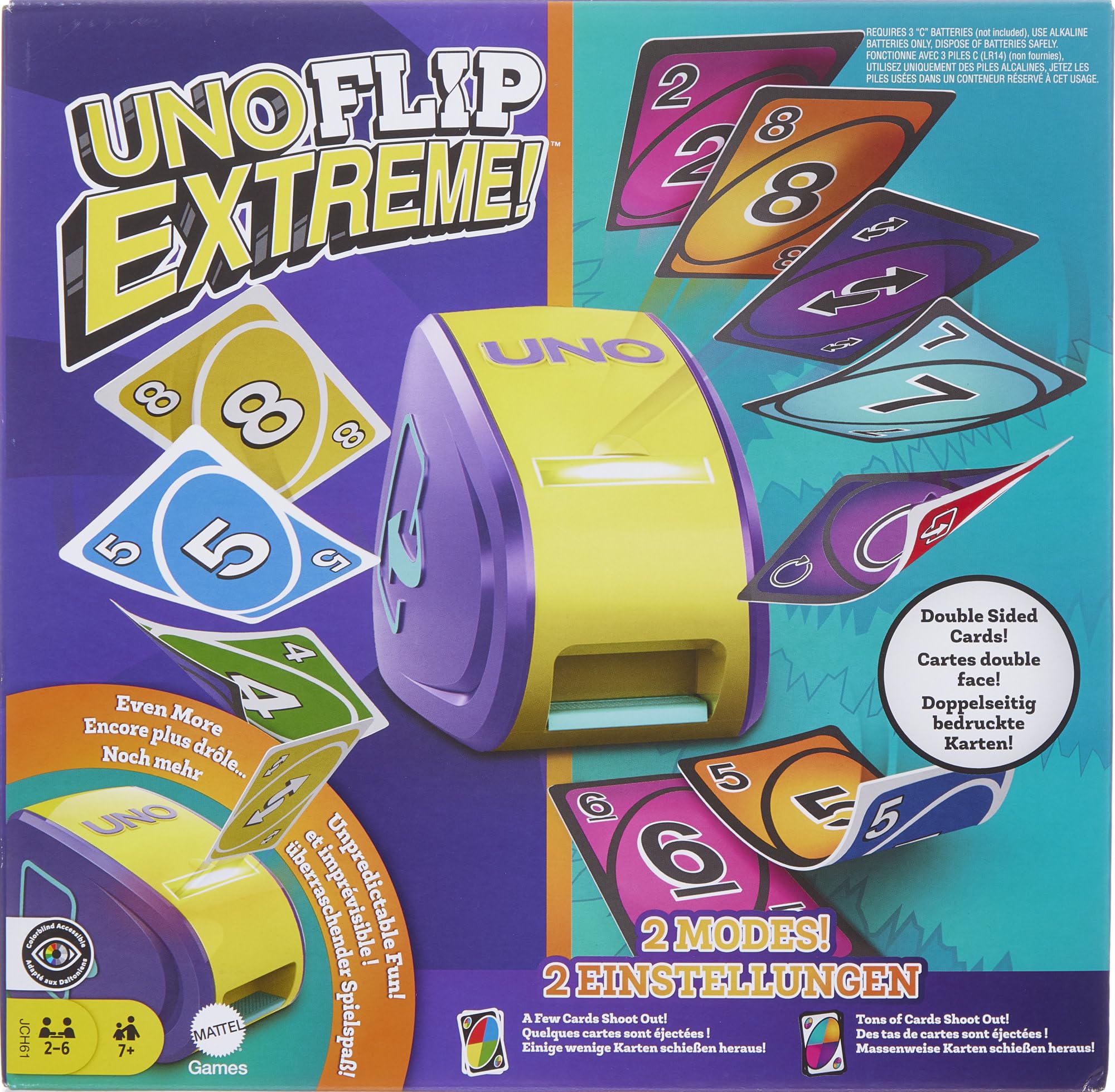 108 Juego de cartas para +7años , UNO Flip Extreme de Mattel