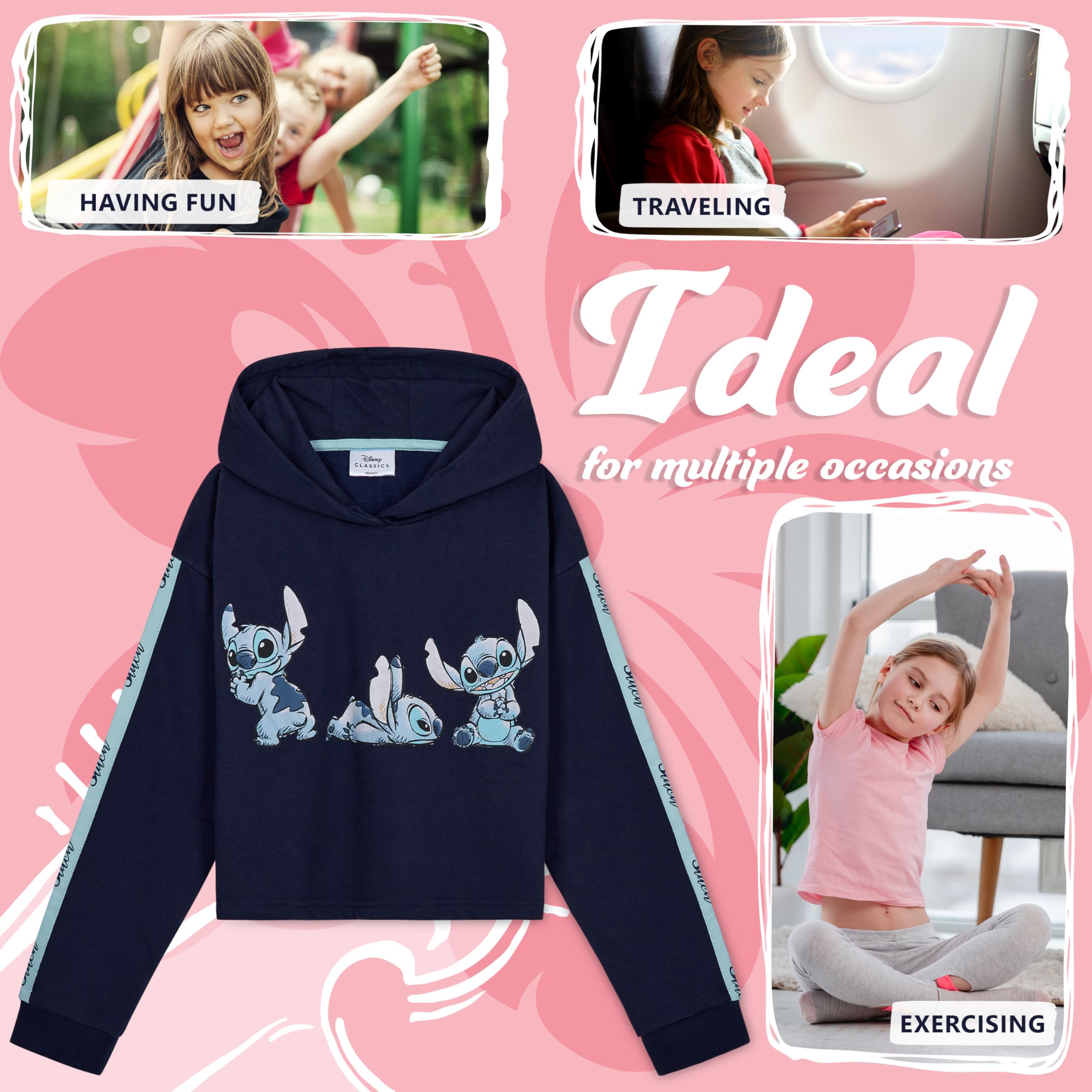 022 Sudadera Niña Disney Stitch, Crop Top Lilo & Stitch (7-14 años)