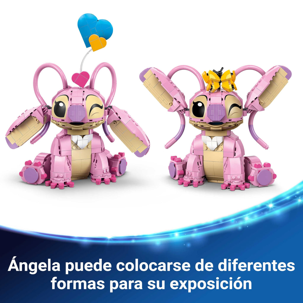011 Ángela de LEGO - Juguete de Construcción de Lilo y Stitch de DISNEY - Figura Articulada de Amiga de Stitch con 3 Globos de Corazón y Mariposa