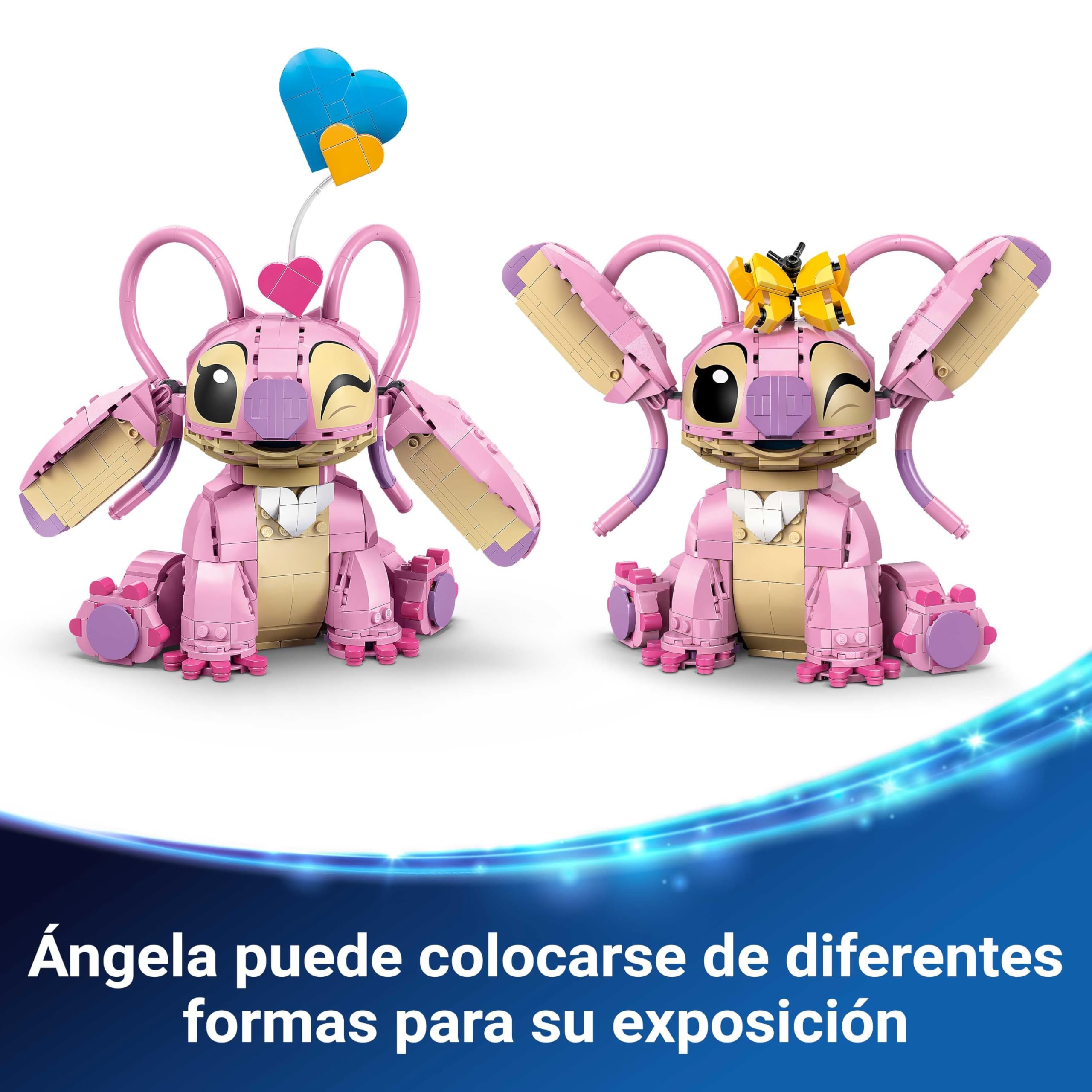 011 Ángela de LEGO - Juguete de Construcción de Lilo y Stitch de DISNEY - Figura Articulada de Amiga de Stitch con 3 Globos de Corazón y Mariposa