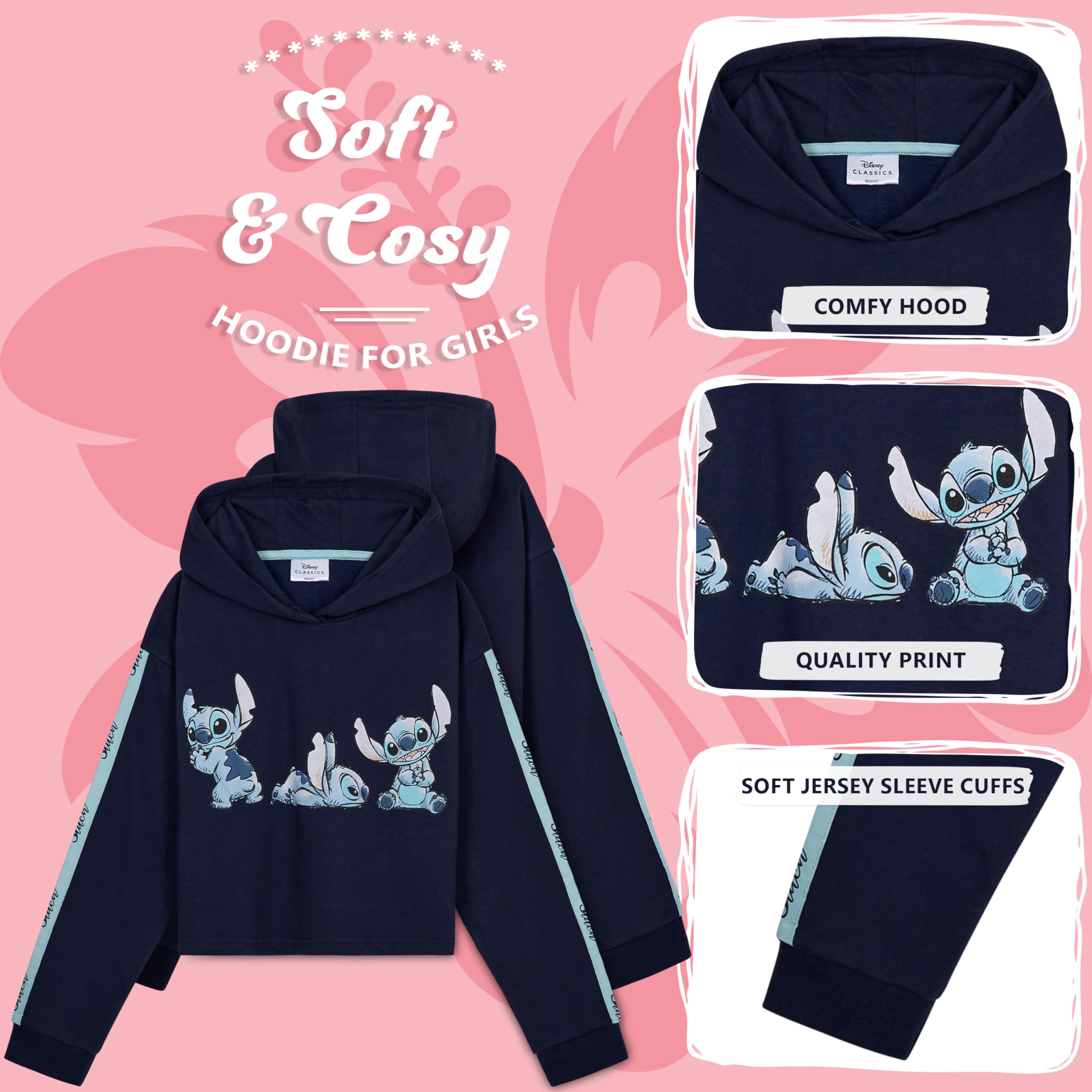 022 Sudadera Niña Disney Stitch, Crop Top Lilo & Stitch (7-14 años)