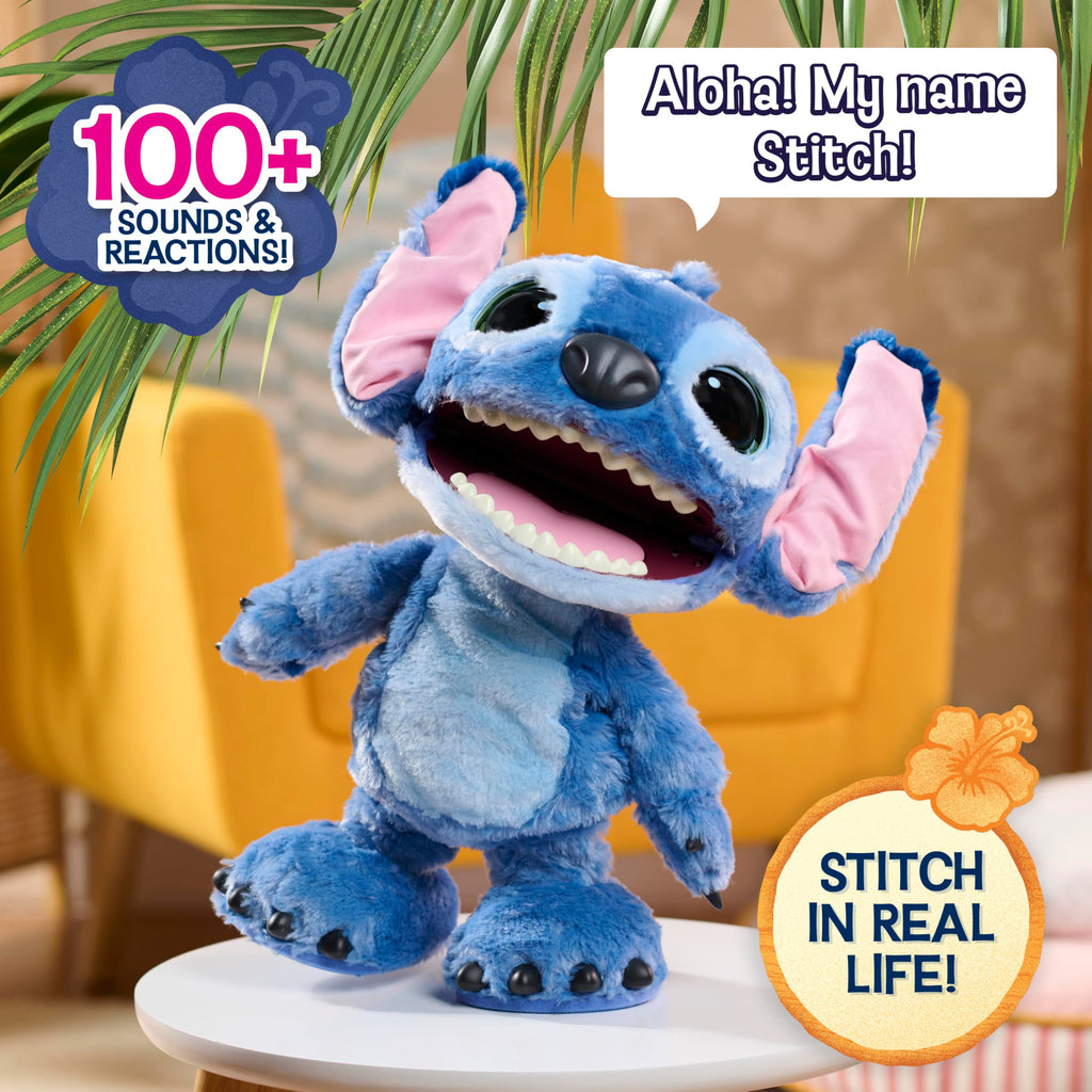 012 Just Play Peluche Interactivo Disney Ultimate Stitch, de 43 cm, más de 100 Sonidos y reacciones, se Mueve como el de Verdad, para niños a Partir de 3 años