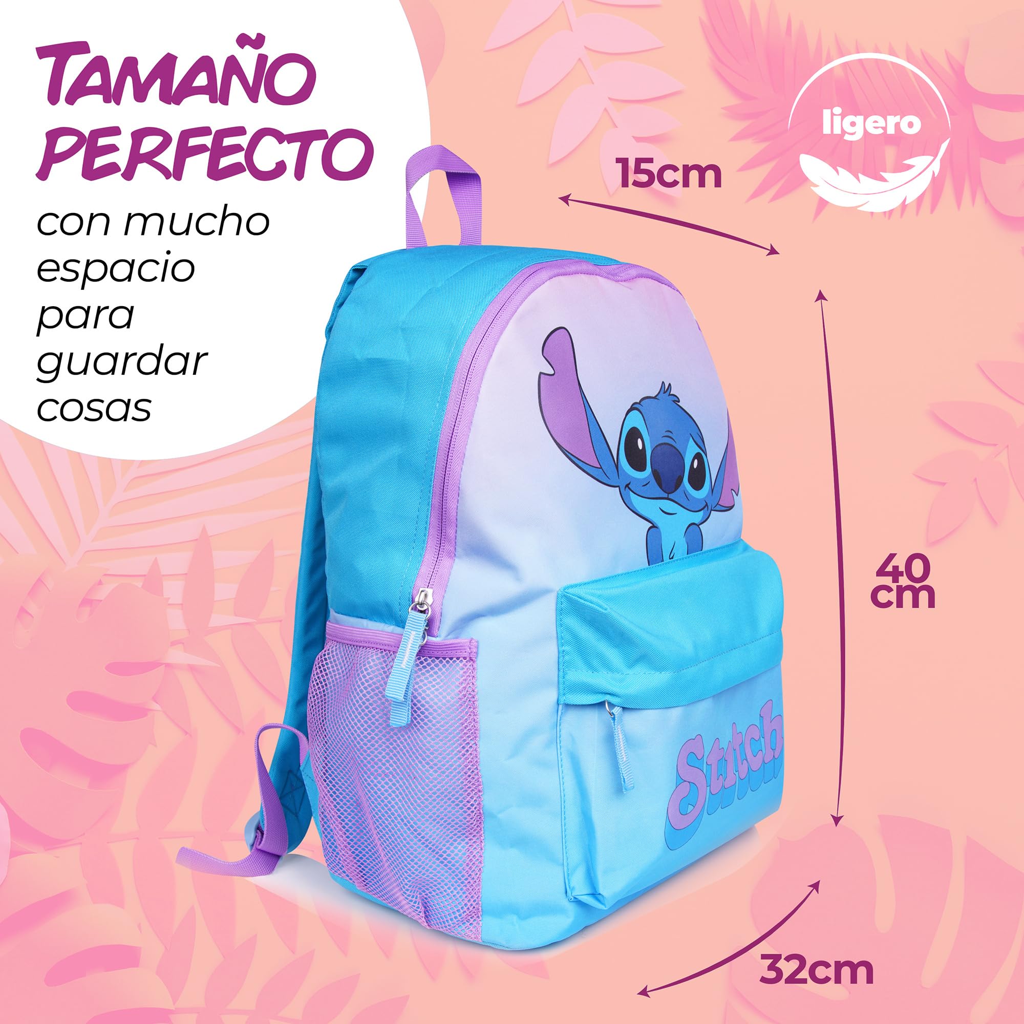 024 Stitch - Mochila Stitch de Disney - Mochila Escolar para Niño y Niña