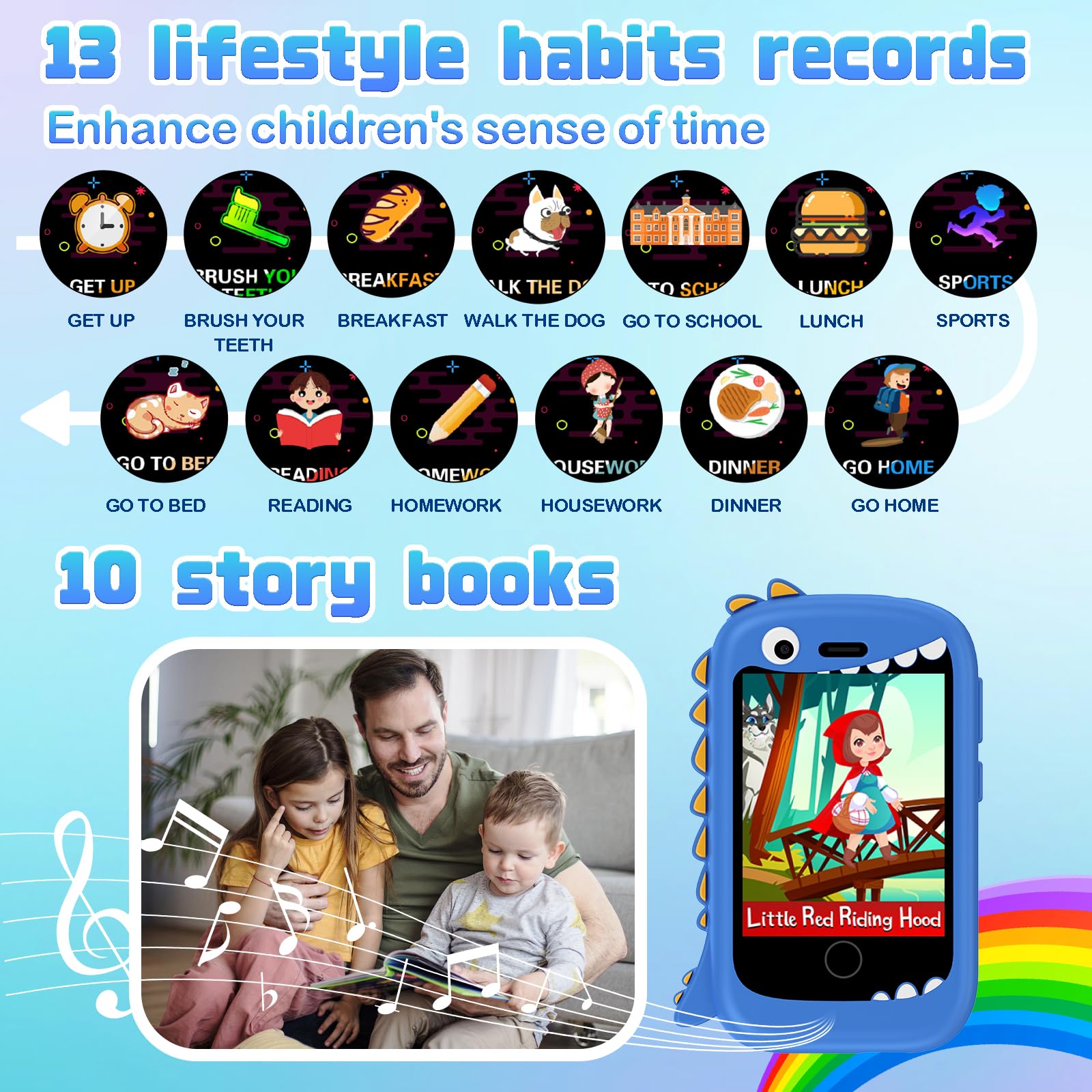 201 Móviles niños - Smartphone Niño para y Niña con Llamadas, SOS, 17 Juegos, Linterna, Música, Mini teléfono móvil para Infantiles de 4-9 años Navidad Cumpleaños Regalo (Negro)