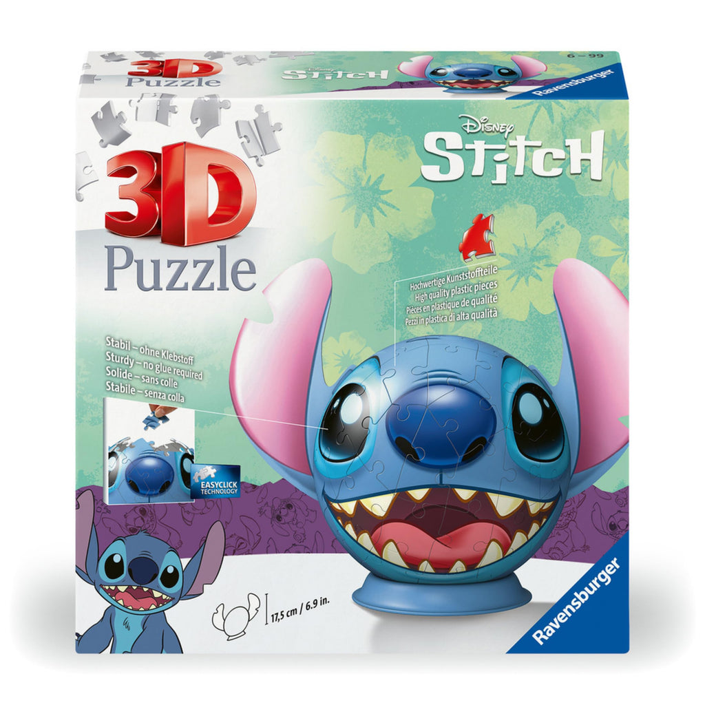 032 Ravensburger - Puzzle 3D Niños Disney: Lilo Y Stitch | Puzzle Disney para Niños De 6 Años O Más | Maquetas para Montar con 77 Piezas | Stitch Niños
