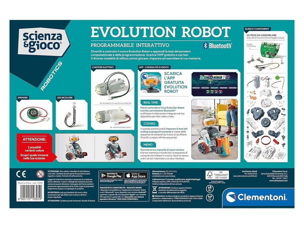 106 Clementoni Evolution Robot 2.0 - Robot para Montar y Jugar, con App dedicada, Robótica Infantil a Partir de 8 años, Juguete en español (55512)