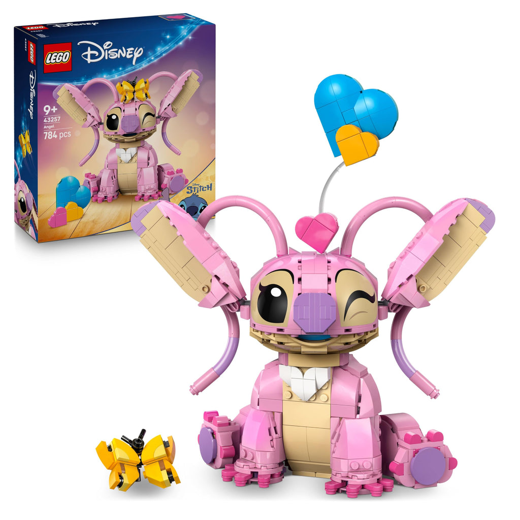011 Ángela de LEGO - Juguete de Construcción de Lilo y Stitch de DISNEY - Figura Articulada de Amiga de Stitch con 3 Globos de Corazón y Mariposa