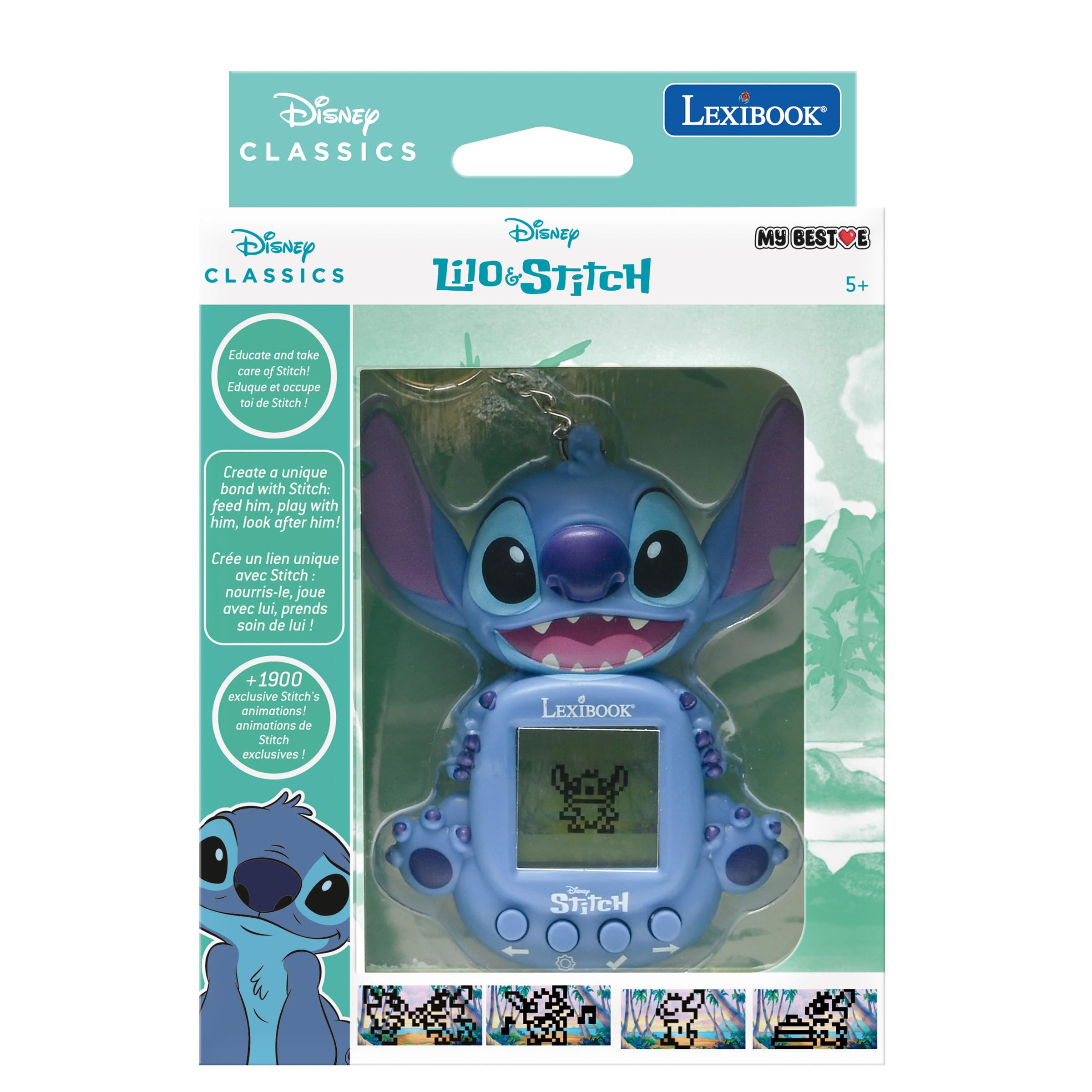 010 Stitch de Disney, Consola de Juegos portátil, Compañero Interactivo y Educativo para niños, 8 categorías de Juegos, Pantalla de Color, Azul