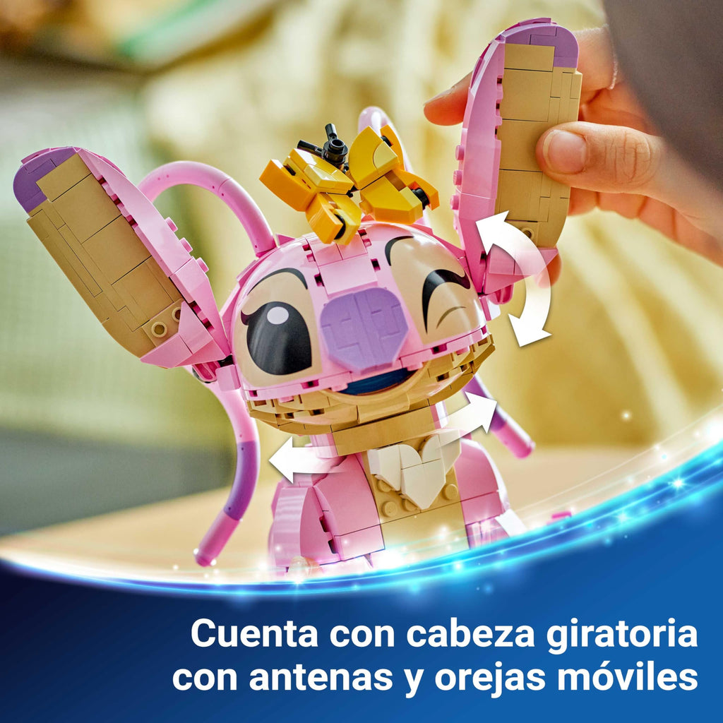 011 Ángela de LEGO - Juguete de Construcción de Lilo y Stitch de DISNEY - Figura Articulada de Amiga de Stitch con 3 Globos de Corazón y Mariposa