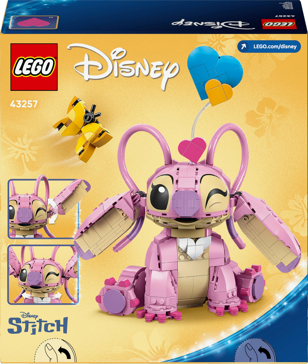 011 Ángela de LEGO - Juguete de Construcción de Lilo y Stitch de DISNEY - Figura Articulada de Amiga de Stitch con 3 Globos de Corazón y Mariposa