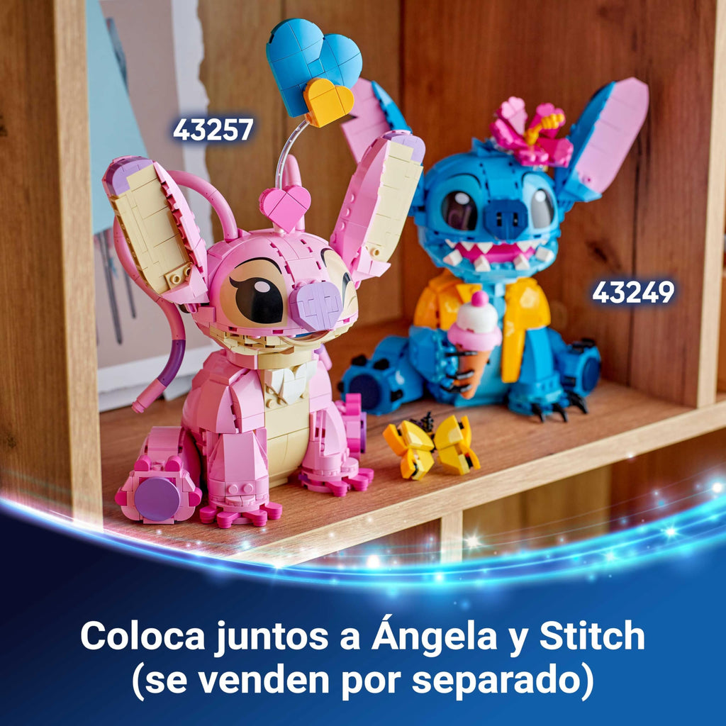011 Ángela de LEGO - Juguete de Construcción de Lilo y Stitch de DISNEY - Figura Articulada de Amiga de Stitch con 3 Globos de Corazón y Mariposa