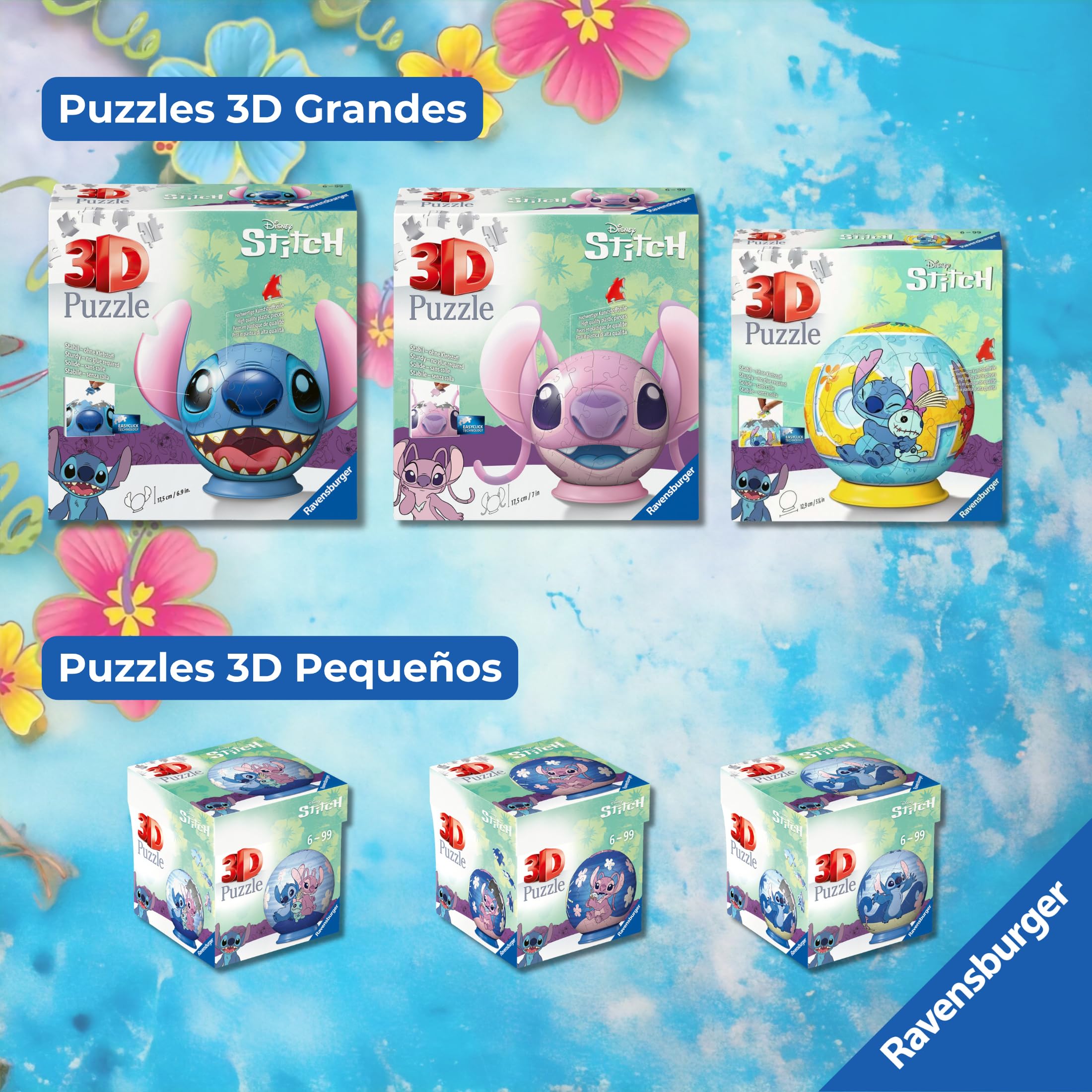 032 Ravensburger - Puzzle 3D Niños Disney: Lilo Y Stitch | Puzzle Disney para Niños De 6 Años O Más | Maquetas para Montar con 77 Piezas | Stitch Niños