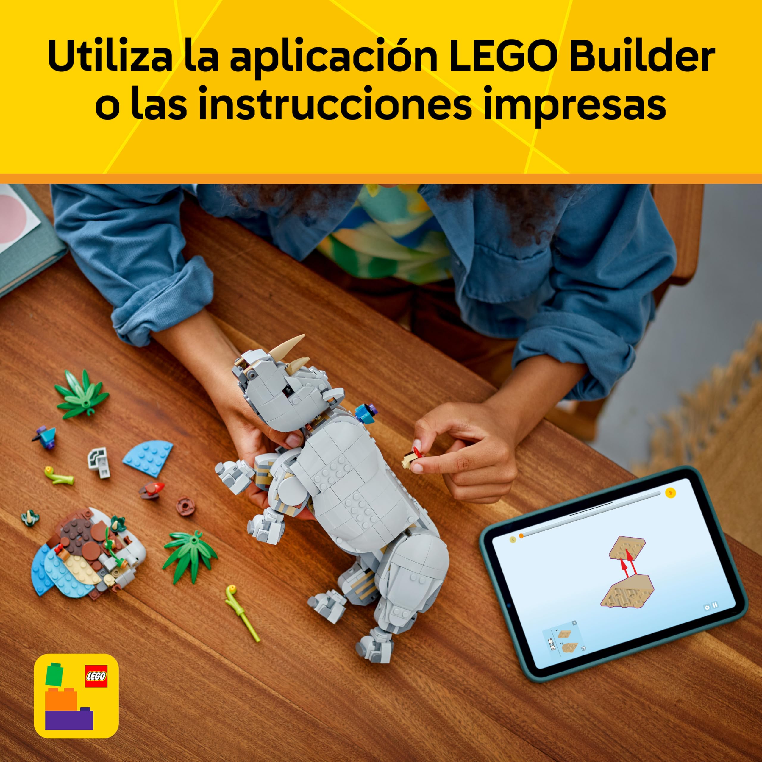 105 Poderoso Rinoceronte + hipopótamo +Morsa de Lego (Set Creator)- Regalo para Niños y Niñas de 9+ Años