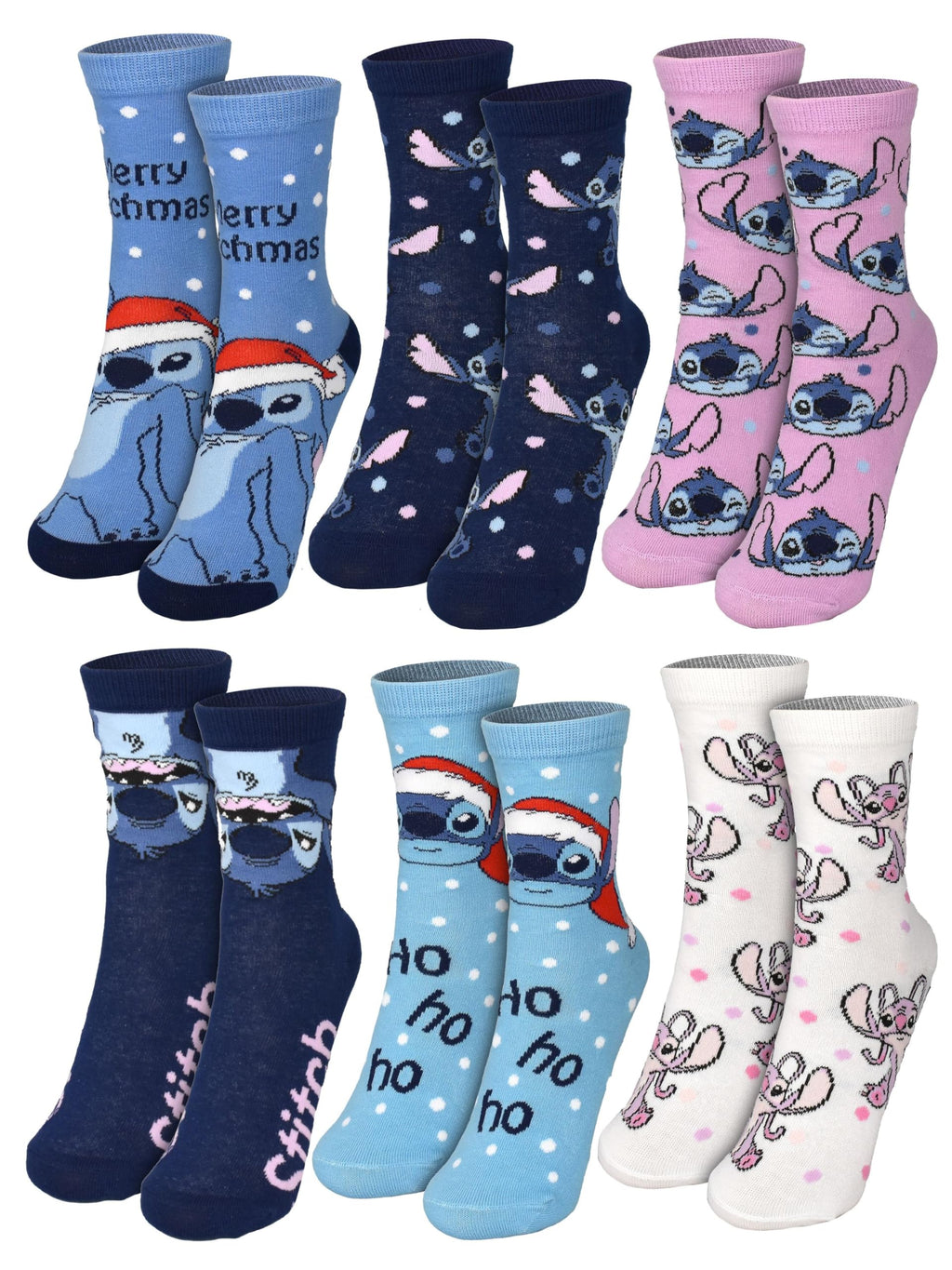 005 United Labels Disney Lilo & Stitch Calendario de Adviento con 12 pares de calcetines para mujer, tamaño 35-41, calendario con zapatillas y calcetines largos, calendario de Navidad regalo