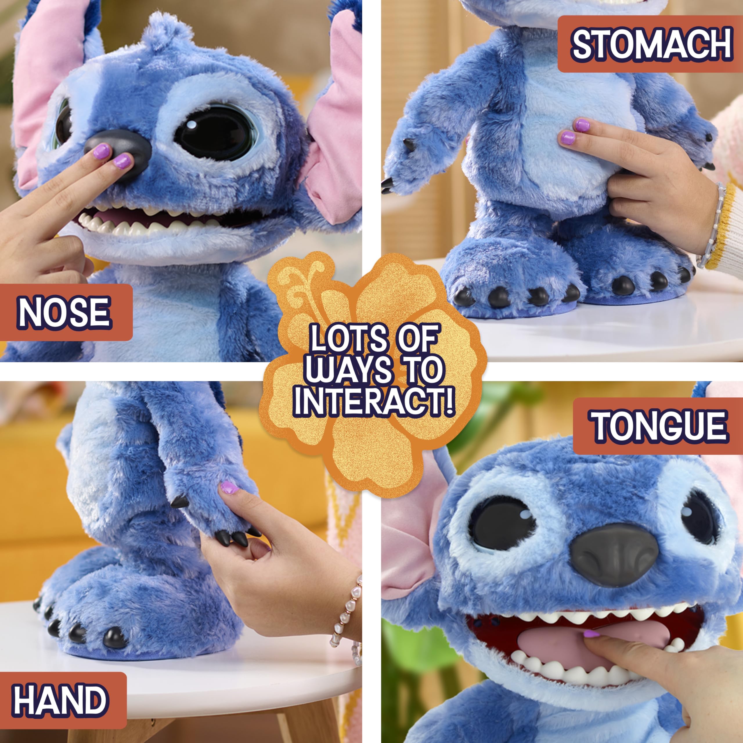 012 Just Play Peluche Interactivo Disney Ultimate Stitch, de 43 cm, más de 100 Sonidos y reacciones, se Mueve como el de Verdad, para niños a Partir de 3 años