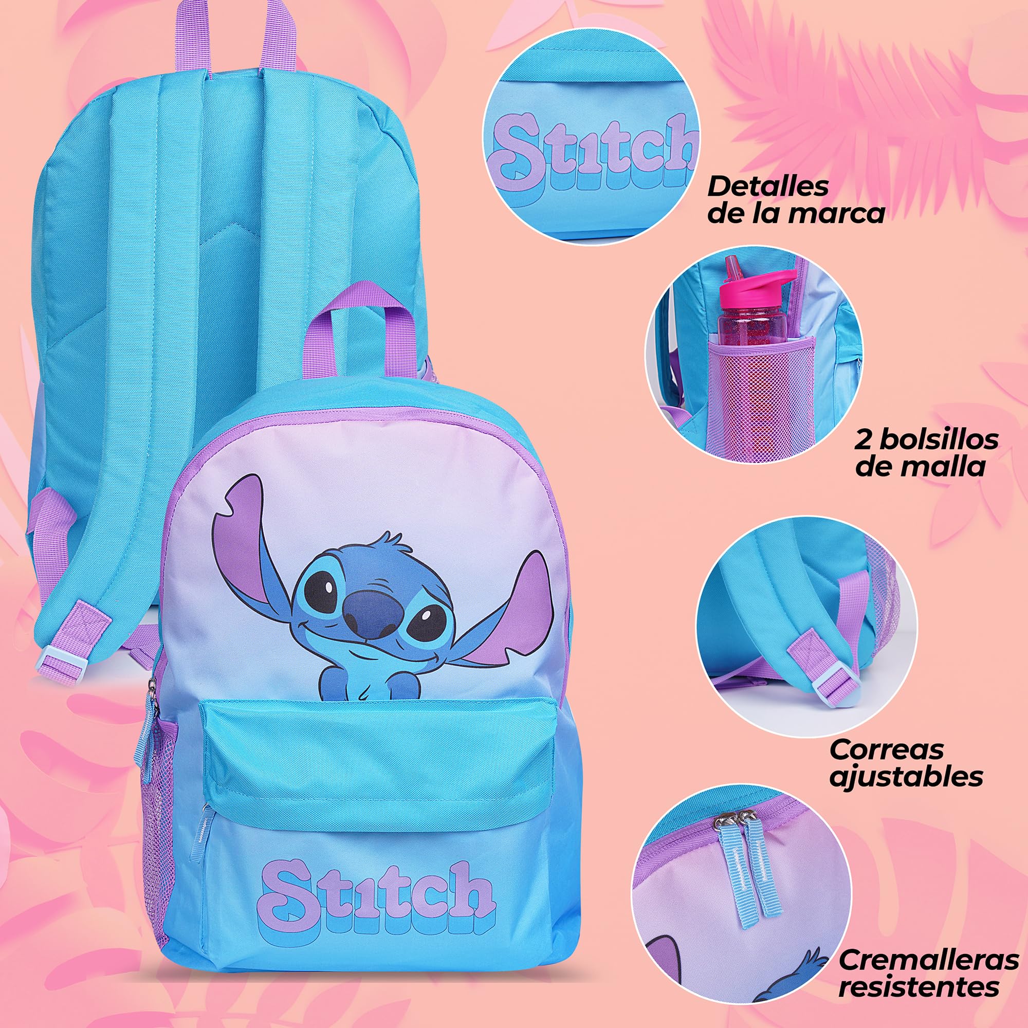 024 Stitch - Mochila Stitch de Disney - Mochila Escolar para Niño y Niña