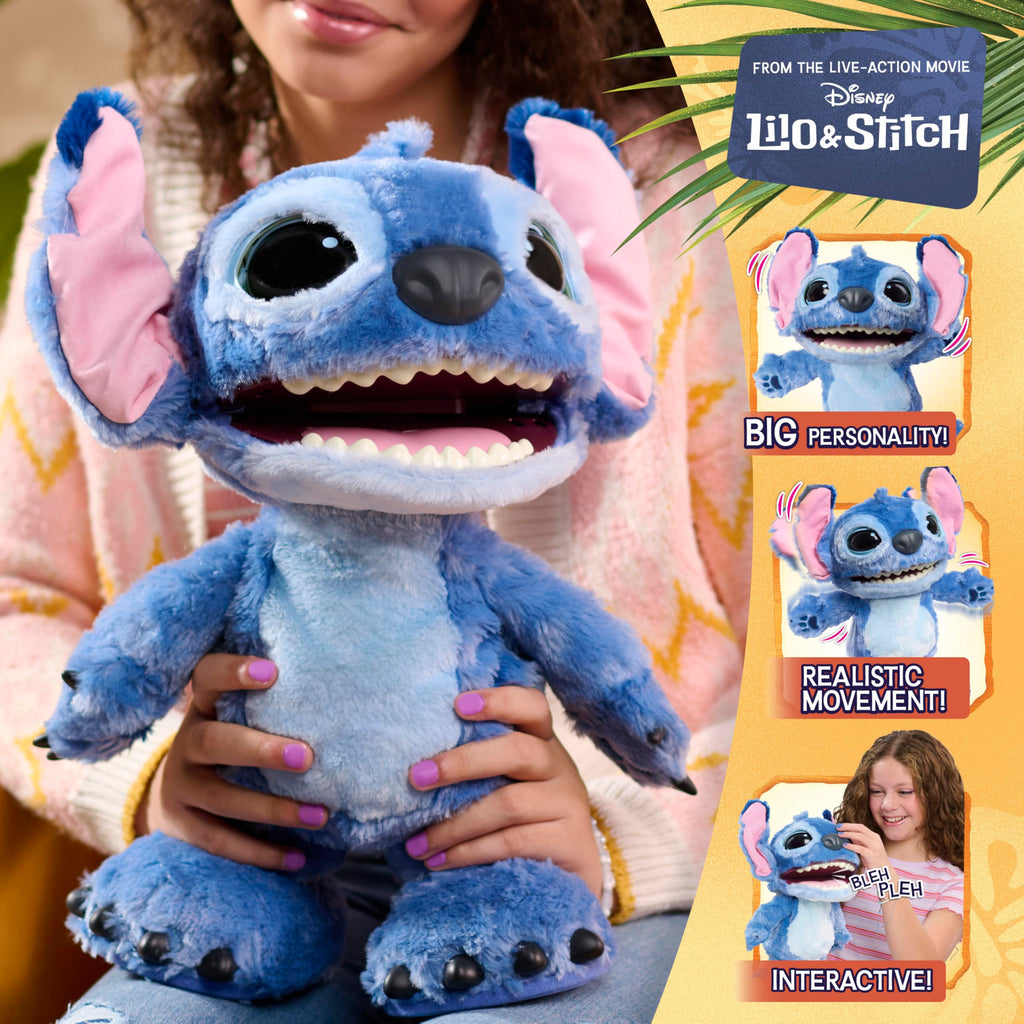 012 Just Play Peluche Interactivo Disney Ultimate Stitch, de 43 cm, más de 100 Sonidos y reacciones, se Mueve como el de Verdad, para niños a Partir de 3 años