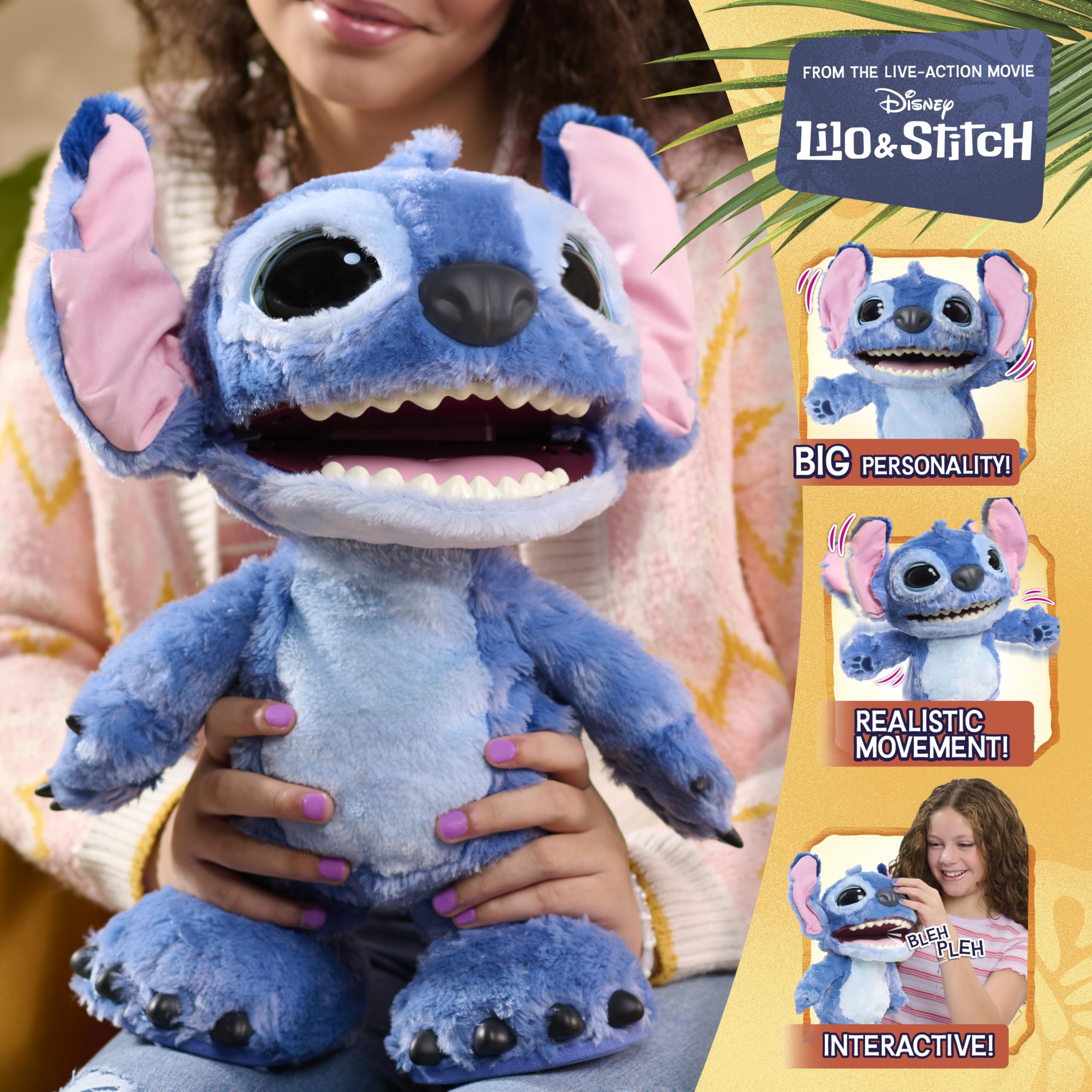 012 Just Play Peluche Interactivo Disney Ultimate Stitch, de 43 cm, más de 100 Sonidos y reacciones, se Mueve como el de Verdad, para niños a Partir de 3 años